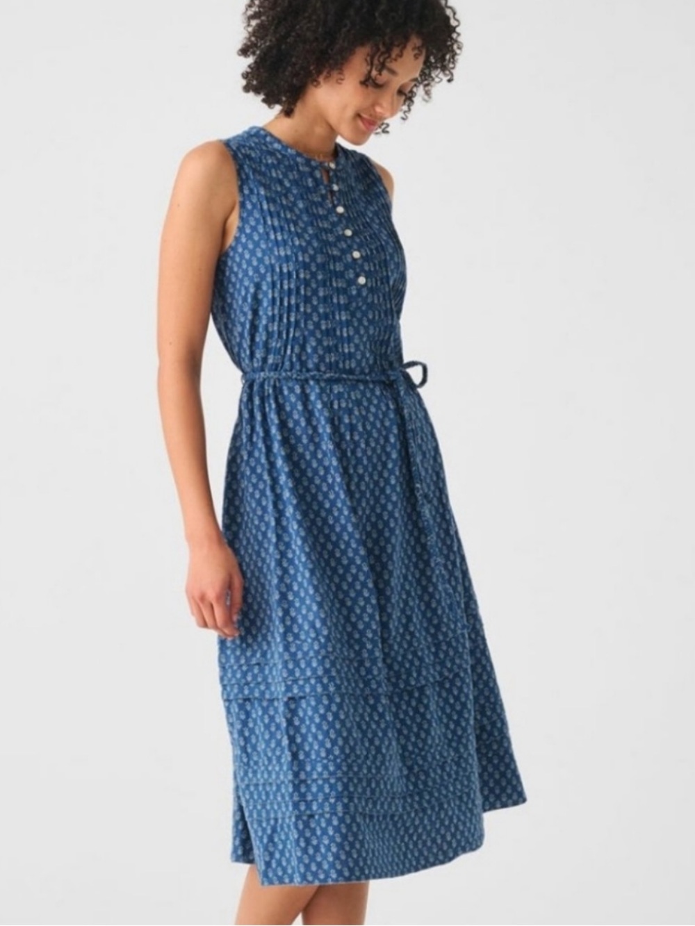 ❤️ Faherty Isha Sleeveless Button-Front Midi  Dress